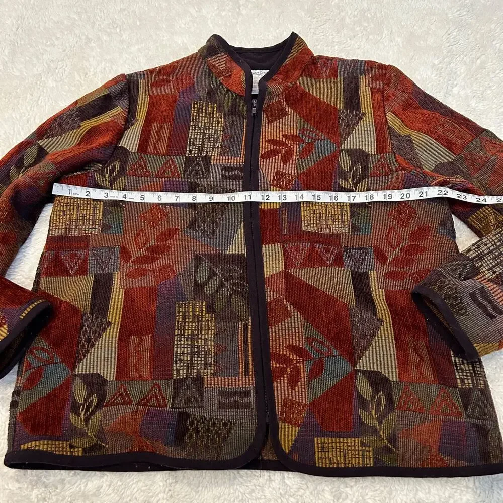 Coldwater Creek Jacket Womens L Tapestry Button Up Boho Indie Embroidered Casual - Picture 4 of 6